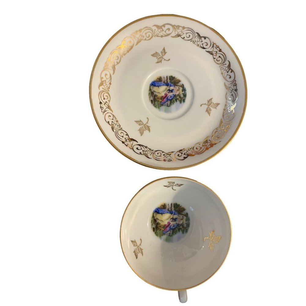 Veritable Porcelaine Cup and Saucer Man and Woman Lot of 3 Set Pre-Owned READ - Picture 7 of 12